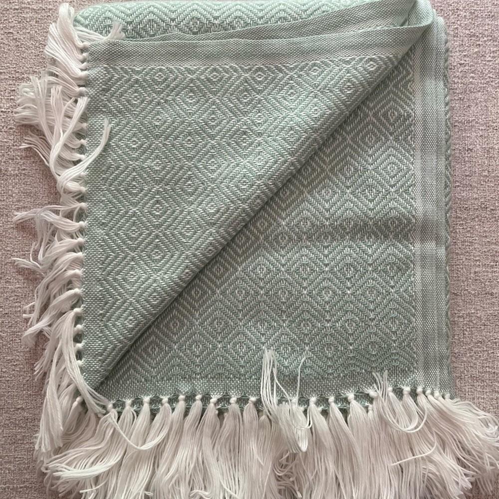 New Peruvian ALPACA Soft Throw Blanket Mint Sea Green Lightweight Alpaca Wool - Picture 3 of 9